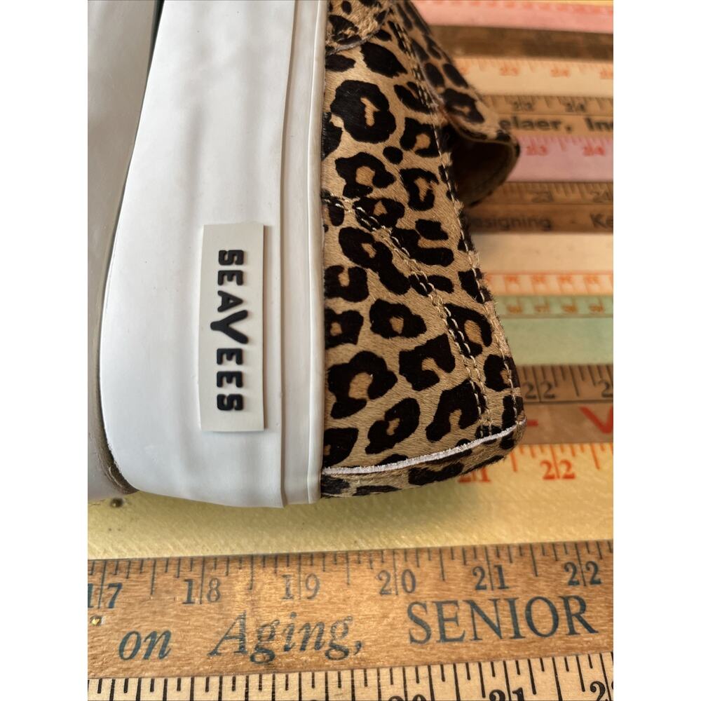 $130 SEAVEES Sz 7 Sneakers Baja Platform Mulholland Leopard Cowhide Leather Boho - Picture 11 of 14